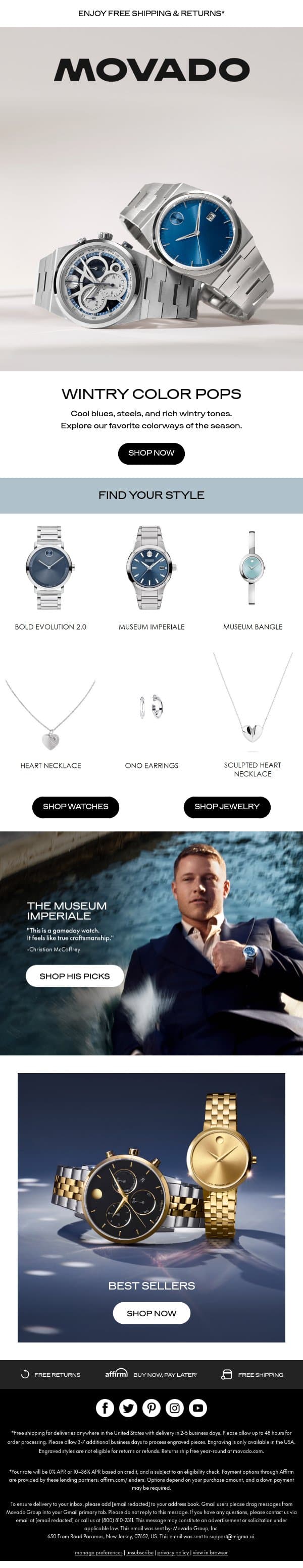 Wintertime Trend: Crisp Colors email from Movado screenshot