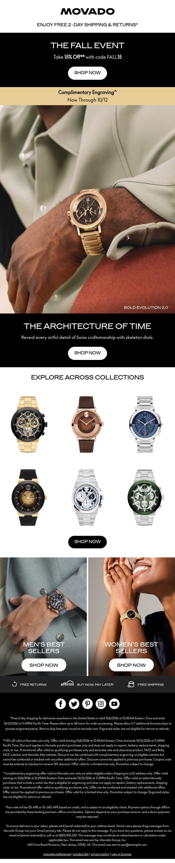Look Inside: Skeleton Watches email from Movado screenshot