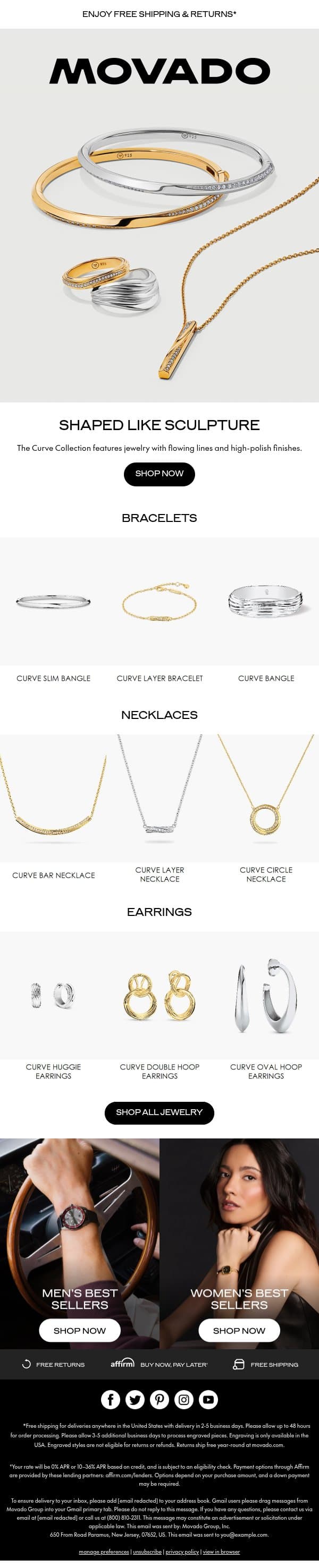 The Curve Collection by Movado email from Movado screenshot