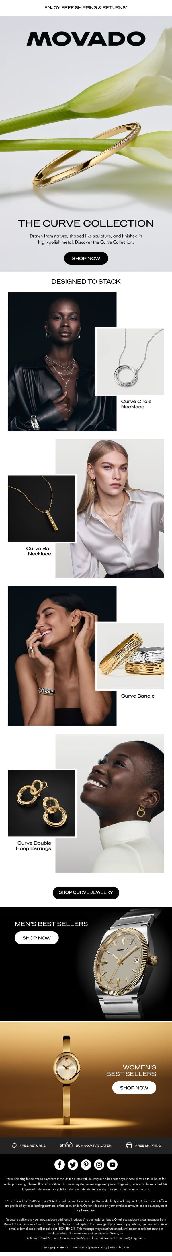 Jewelry Inspired by Nature email from Movado screenshot