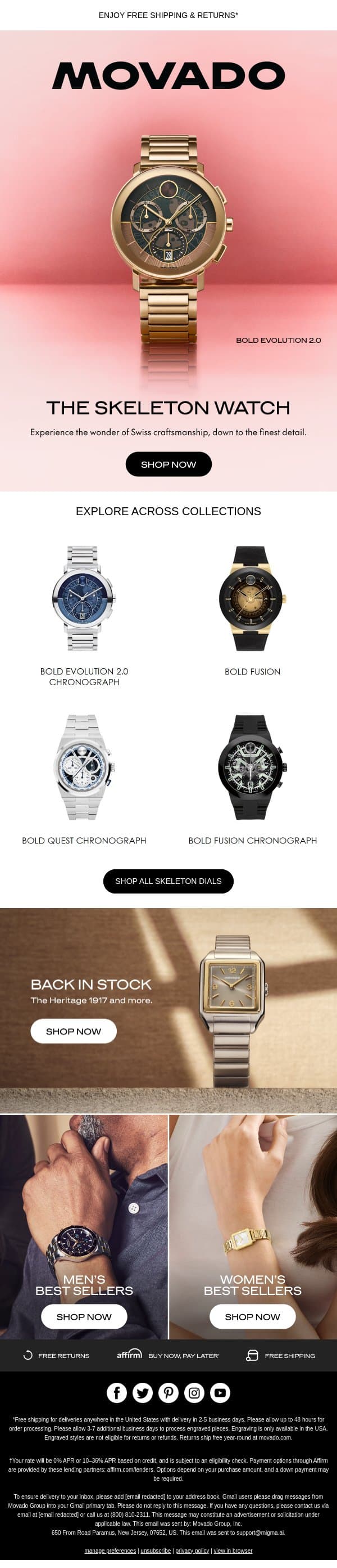 Swiss Craftsmanship Exposed email from Movado screenshot