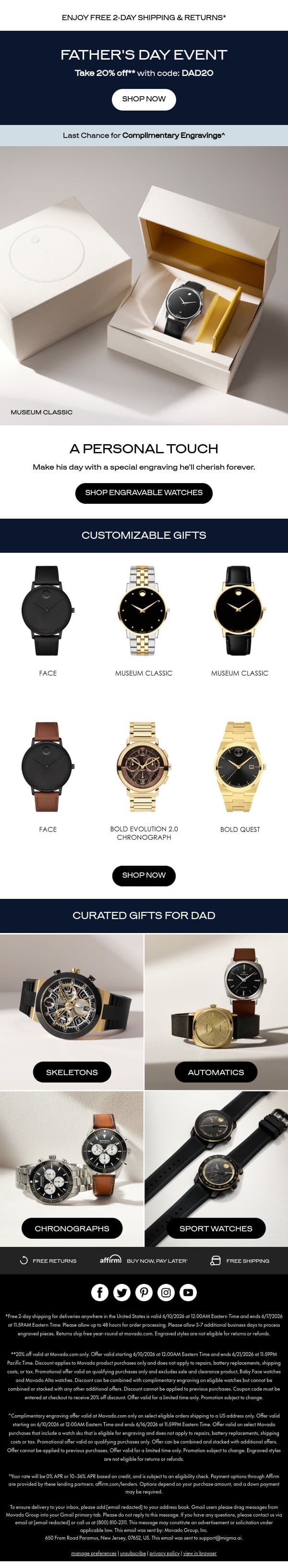 Last Chance to Make It Personal email from Movado screenshot