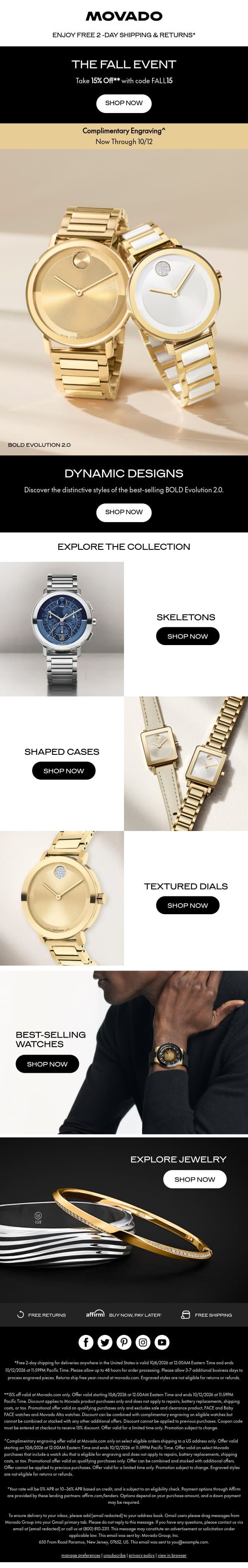 Built to Stand Out: BOLD Evolution 2.0 email from Movado screenshot