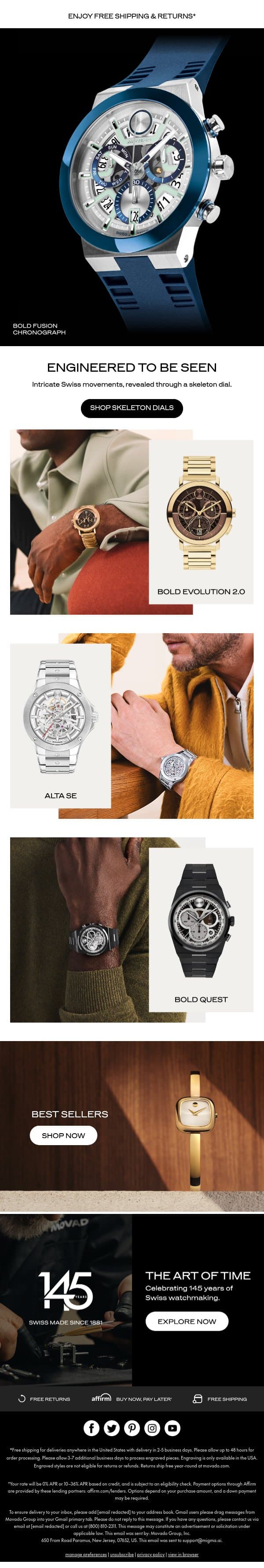 Movement Revealed email from Movado screenshot