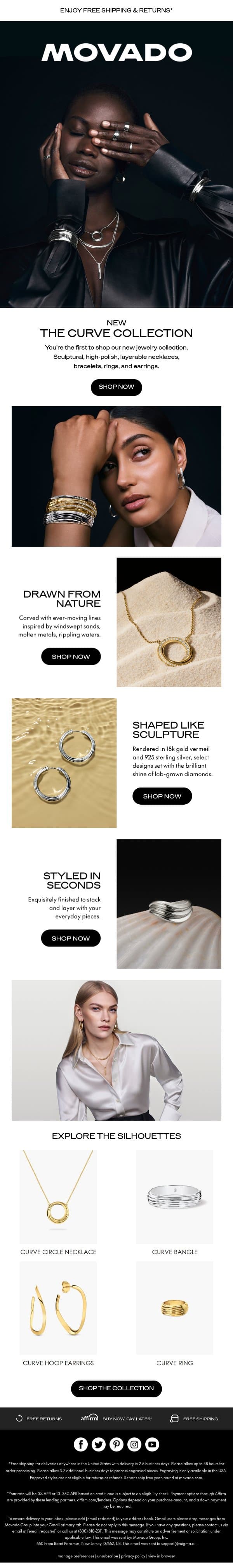 The New Jewelry Collection by Movado email from Movado screenshot