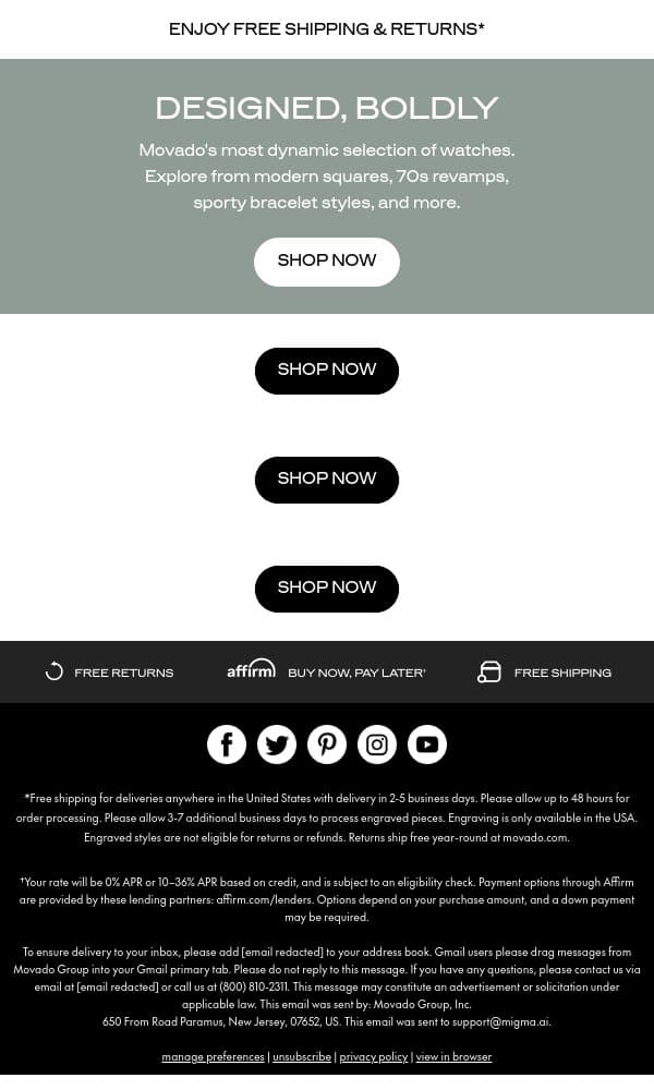 Unexpected Elegance: Movado BOLD email from Movado screenshot