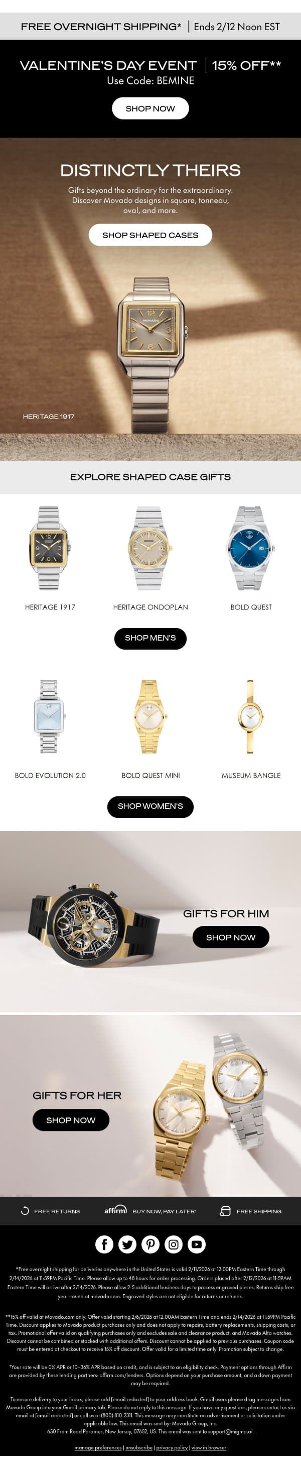Gifts With Personality: 20% Off Shaped Cases email from Movado screenshot