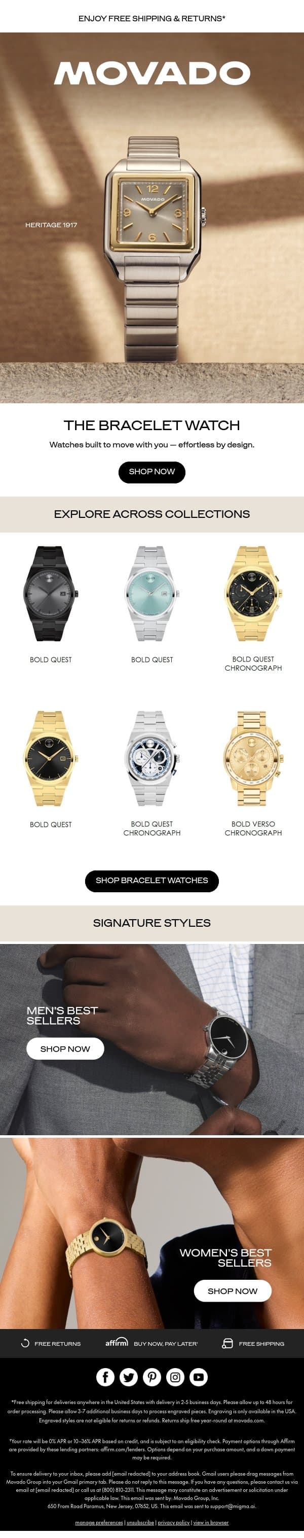 Bracelet Watches: Versatile by Design email from Movado screenshot