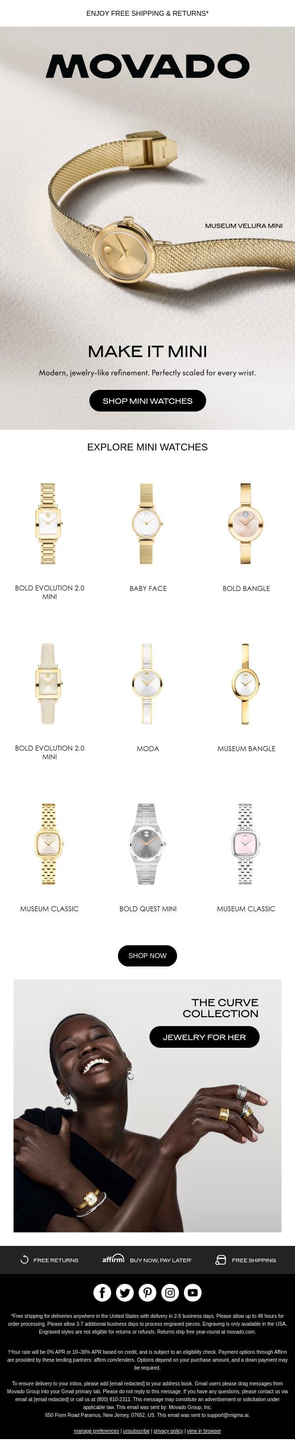 Movado Minis email from Movado screenshot