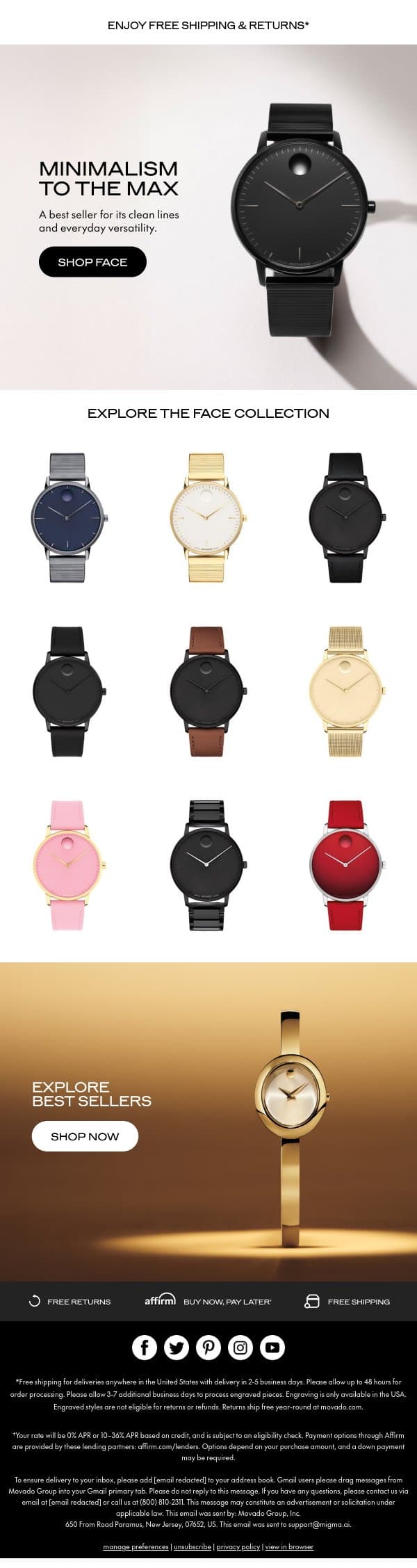 A Versatile Best Seller: FACE Collection email from Movado screenshot