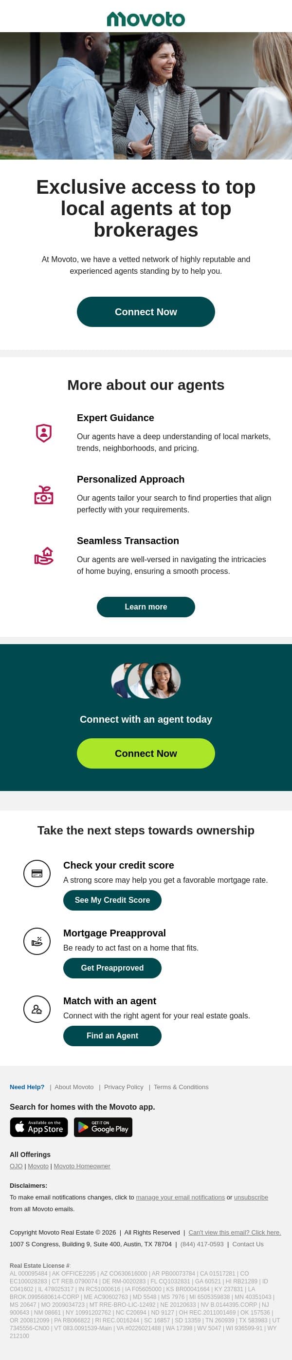 Discover the Benefits of Connecting with a Top Local Agent email from Movoto screenshot