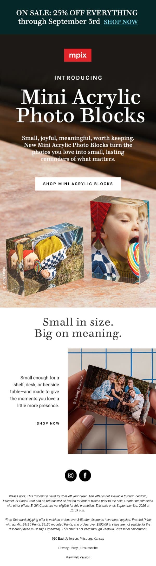 NEW Mini Acrylic Photo Blocks✨ email from Mpix screenshot