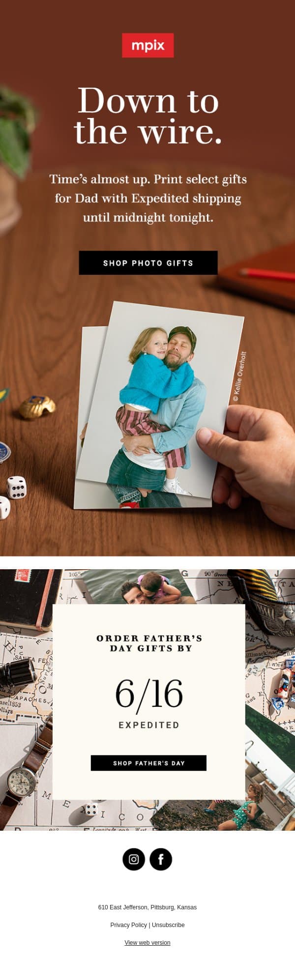 A final Father's Day reminder... email from Mpix screenshot