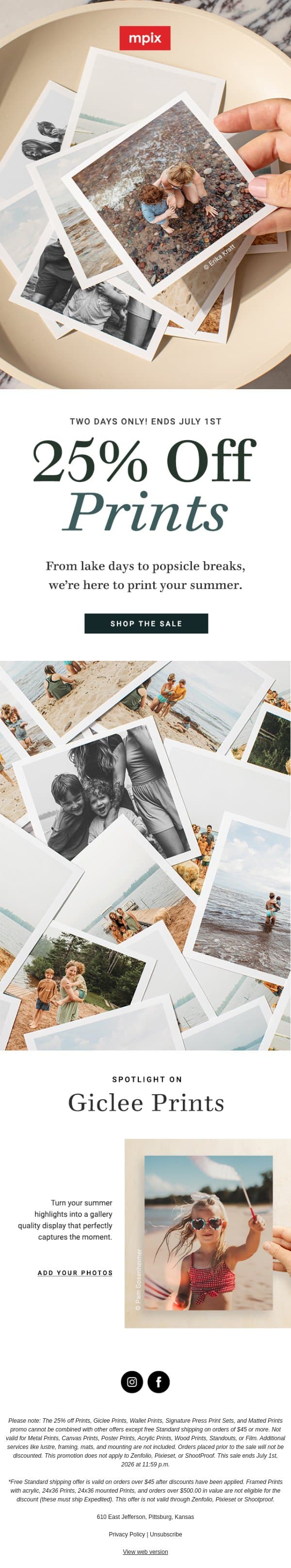 Starts now: 25% off prints✨ email from Mpix screenshot