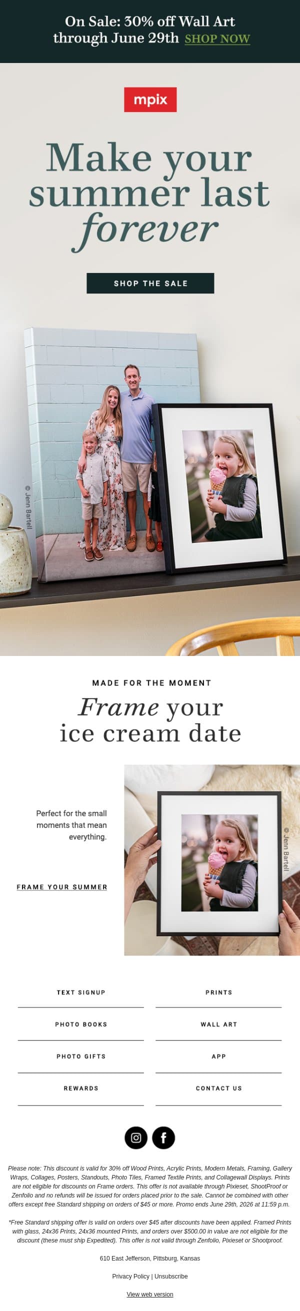 30% off wall art (!!) email from Mpix screenshot