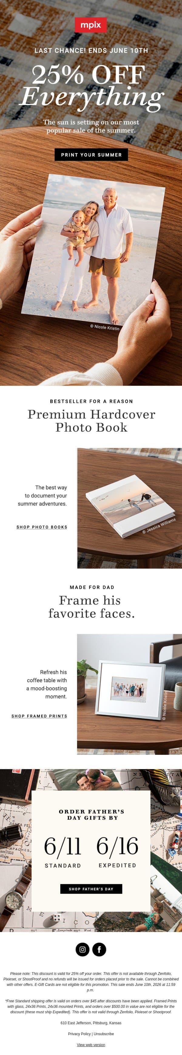 Don’t miss out on 25% off. email from Mpix screenshot