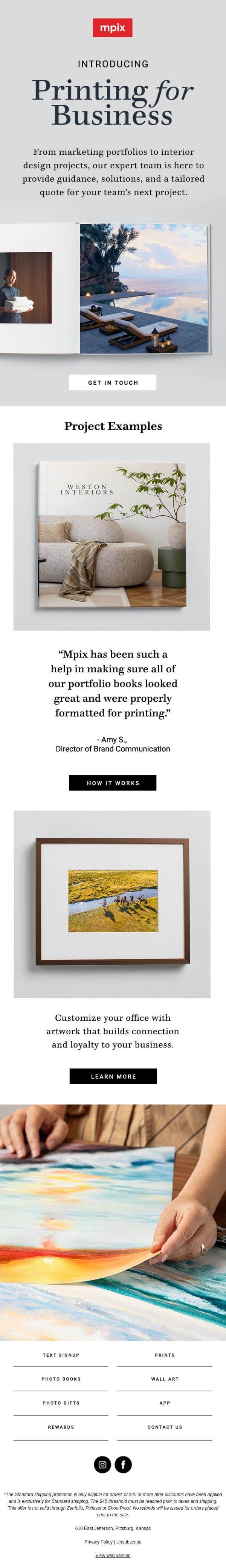 Introducing: Printing for Business email from Mpix screenshot