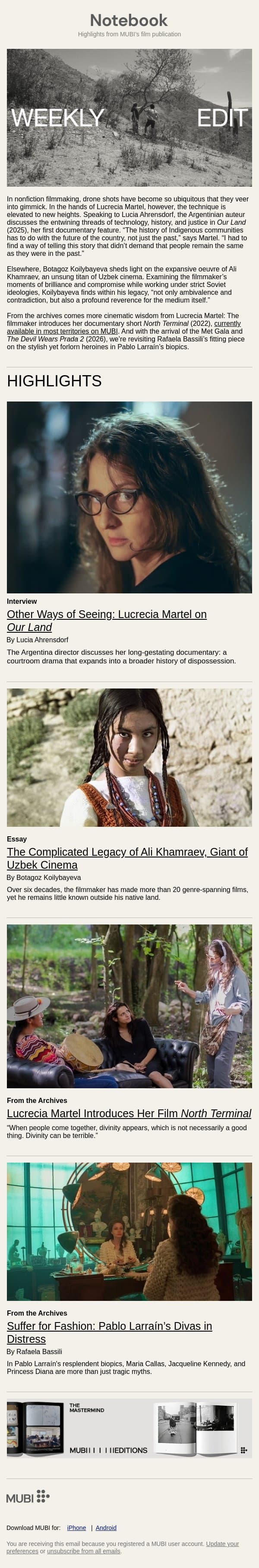 This Land Is Your Land email from Mubi screenshot