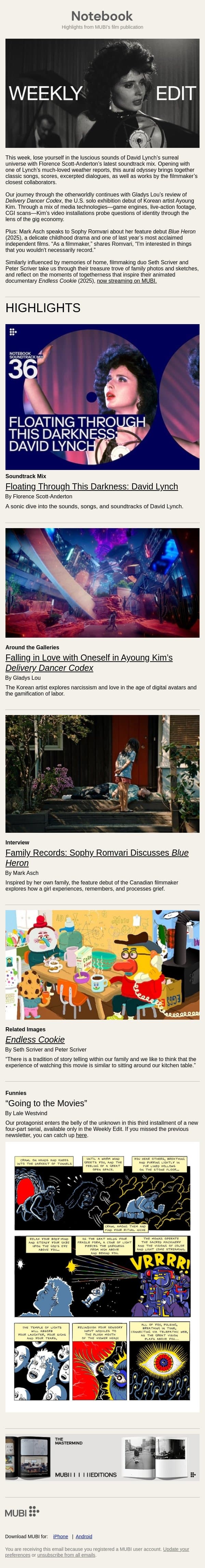 Sonic Dreaming With David Lynch email from Mubi screenshot