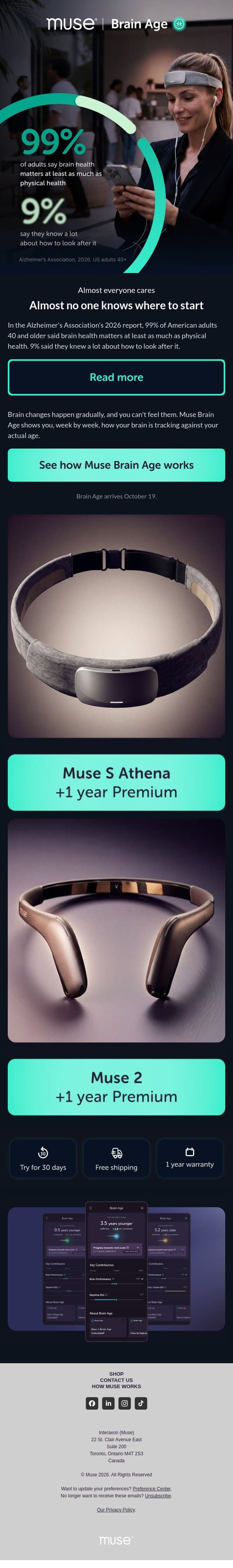 The organ wearables miss email from Muse screenshot