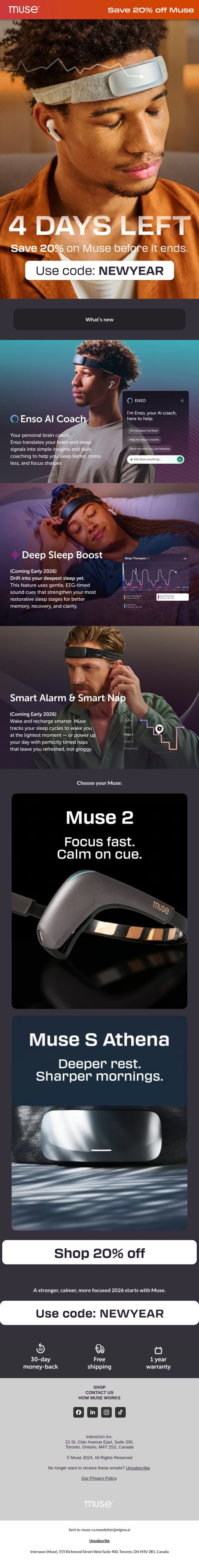 4 days left to save 20% email from Muse screenshot