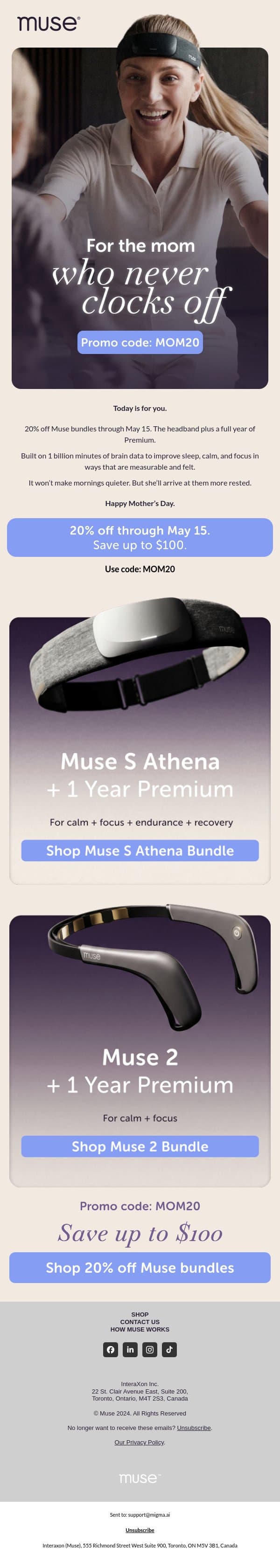 For the mom whose brain never really clocks off email from Muse screenshot