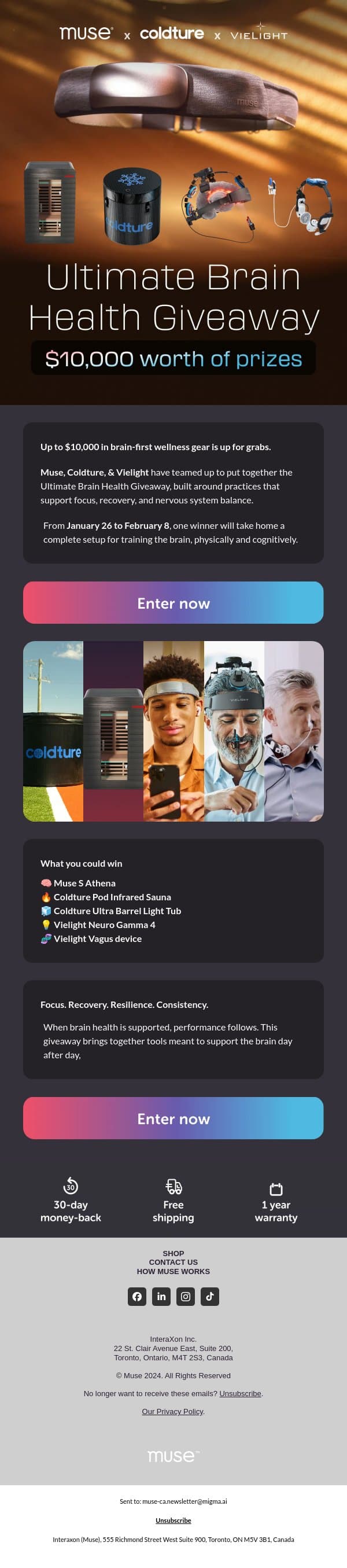 Don’t miss this $10,000 brain health giveaway email from Muse screenshot