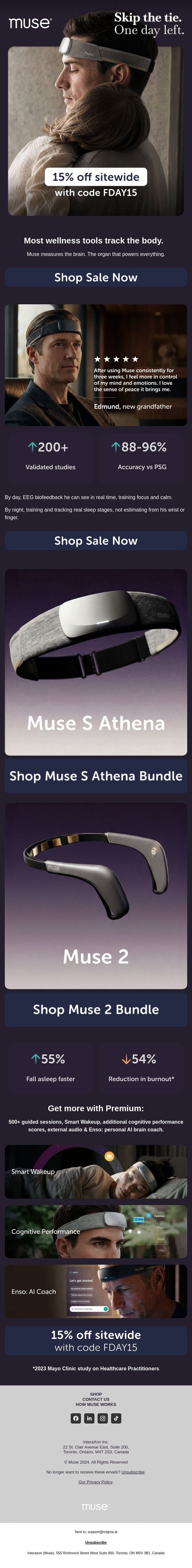 Tomorrow's Father's Day. Last shot. email from Muse screenshot