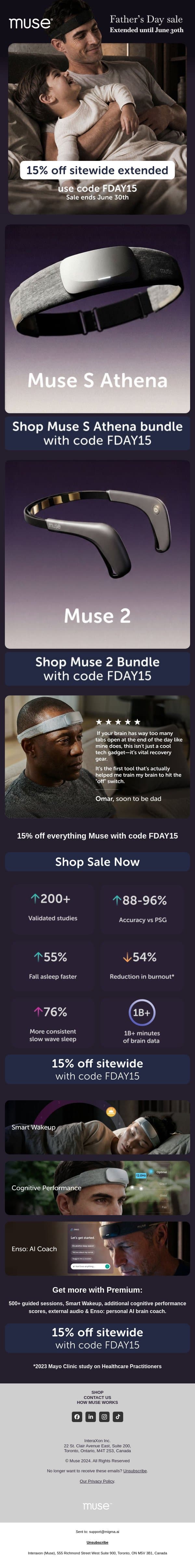 Father’s Day sale extended: 15% off Muse email from Muse screenshot