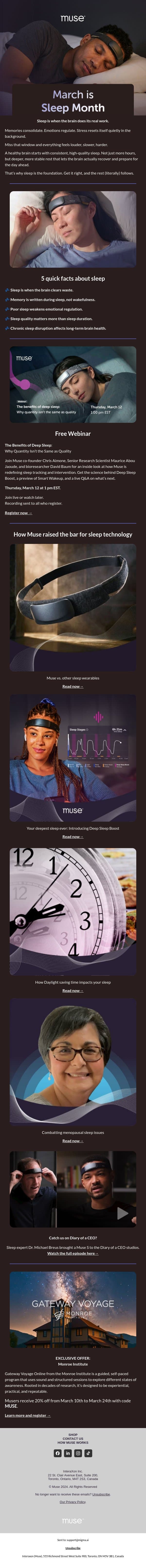 Your March Museletter email from Muse screenshot