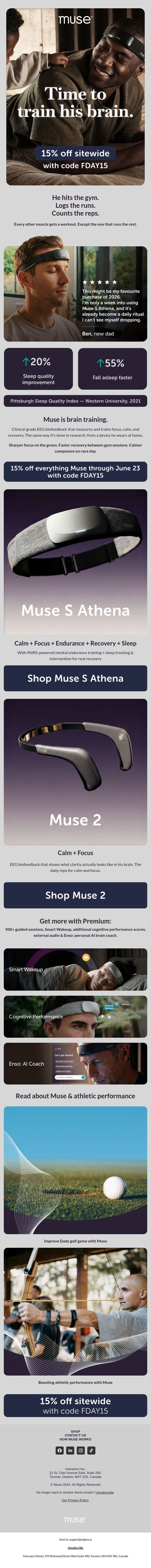 The workout Dad hasn't done yet. email from Muse screenshot