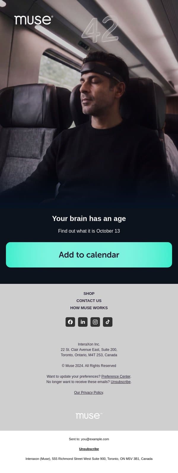 Older, younger or right on time? email from Muse screenshot