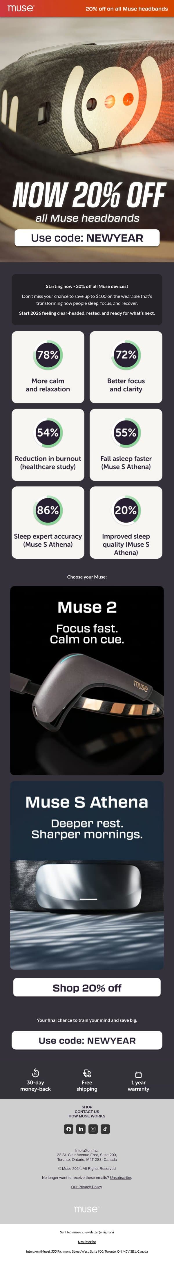 🚨UPDATE: 20% OFF email from Muse screenshot