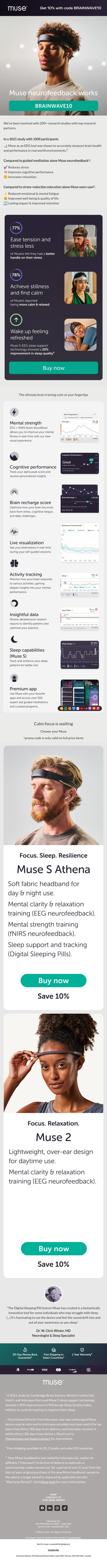10% off better health email from Muse screenshot