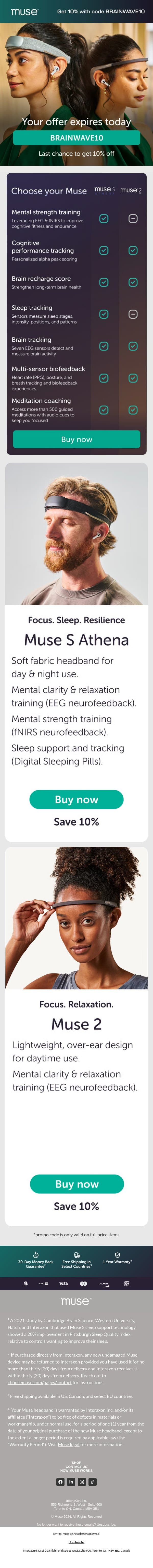 LAST CHANCE! 10% Off! email from Muse screenshot