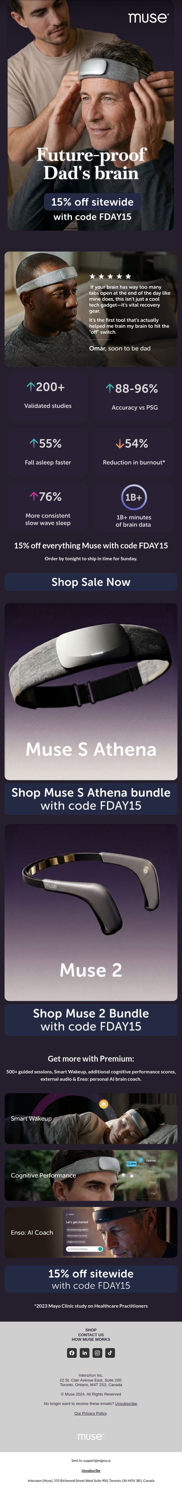 Last call: a tool for Dad's brain. email from Muse screenshot