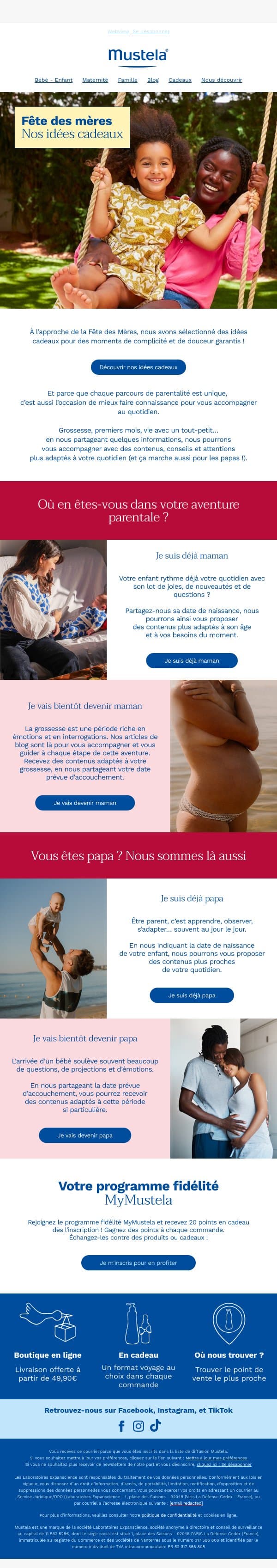 Des idées pour toutes les mamans 💙 email from Mustela screenshot