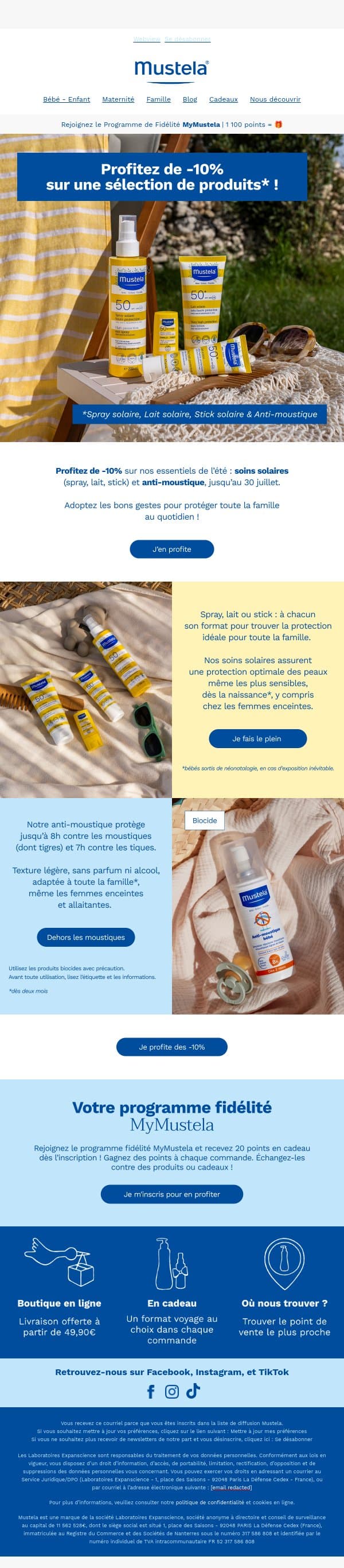 ☀️ Offre été : des prix doux sur les soins solaires et l’anti-moustique email from Mustela screenshot