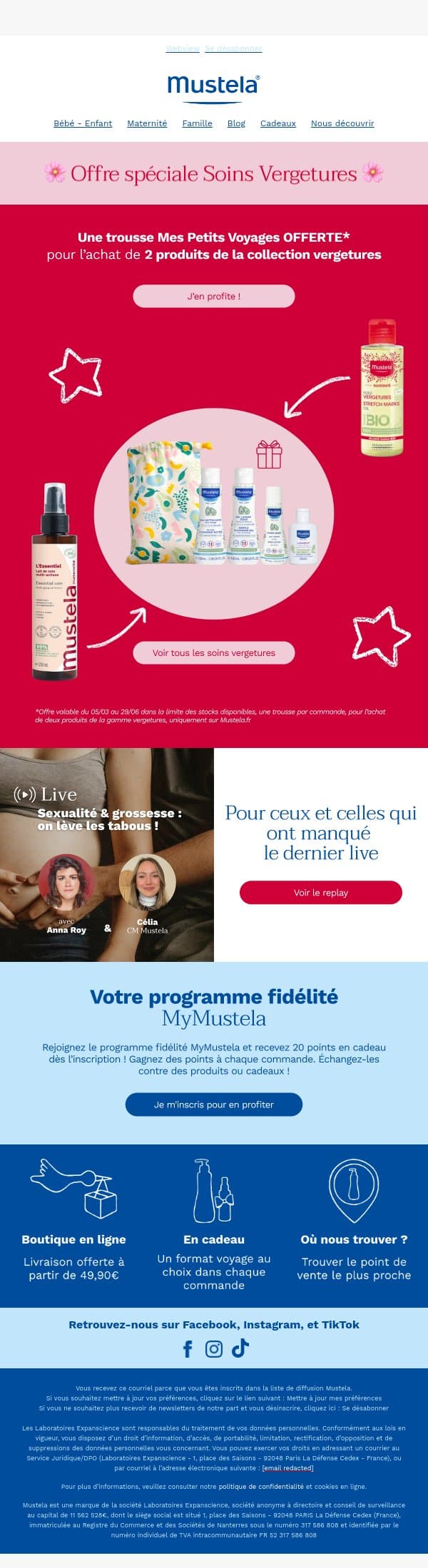 Une offre pensée pour prendre soin de soi pendant la maternité 🩷 email from Mustela screenshot