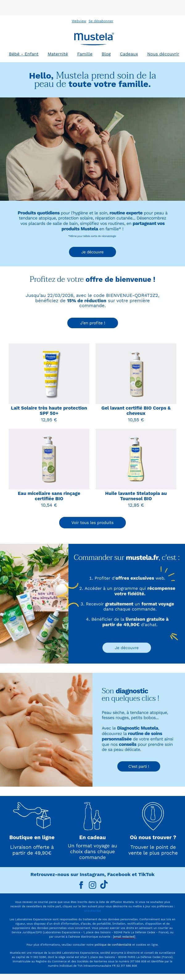Des soins experts pour toute la famille 💙 email from Mustela screenshot