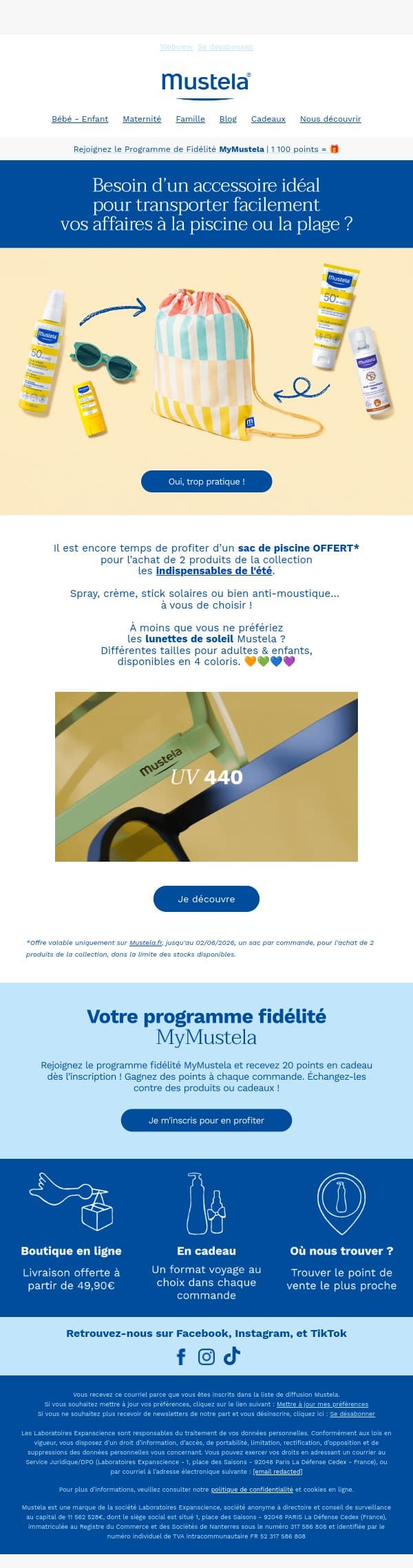 Votre sac de piscine OFFERT 🎁 email from Mustela screenshot