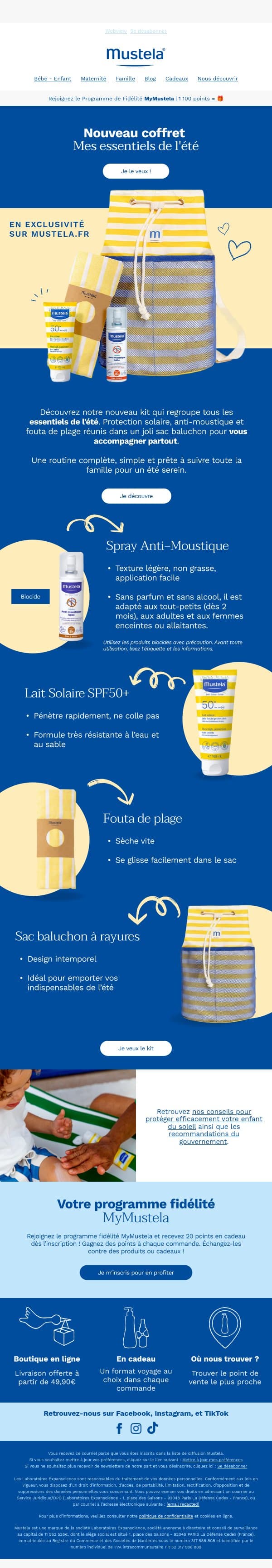 Nouveau | Votre kit essentiels de l’été est là ! ☀️ email from Mustela screenshot