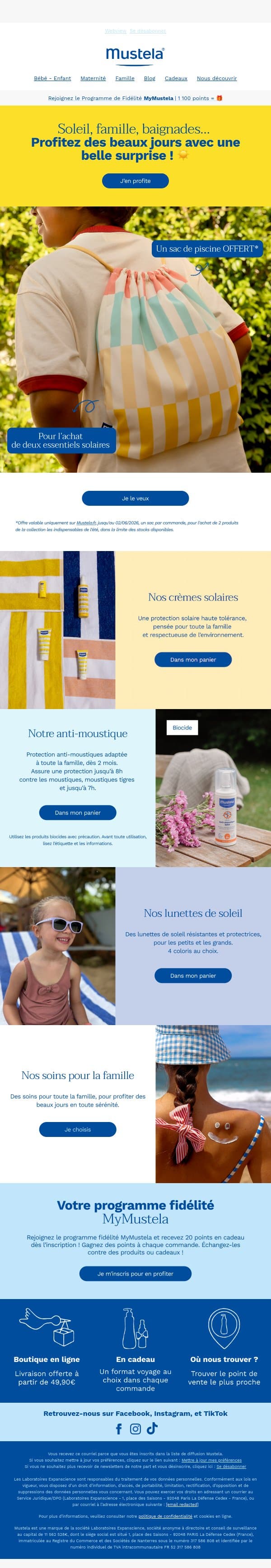 Recevez une petite surprise dans votre commande 🎁 email from Mustela screenshot
