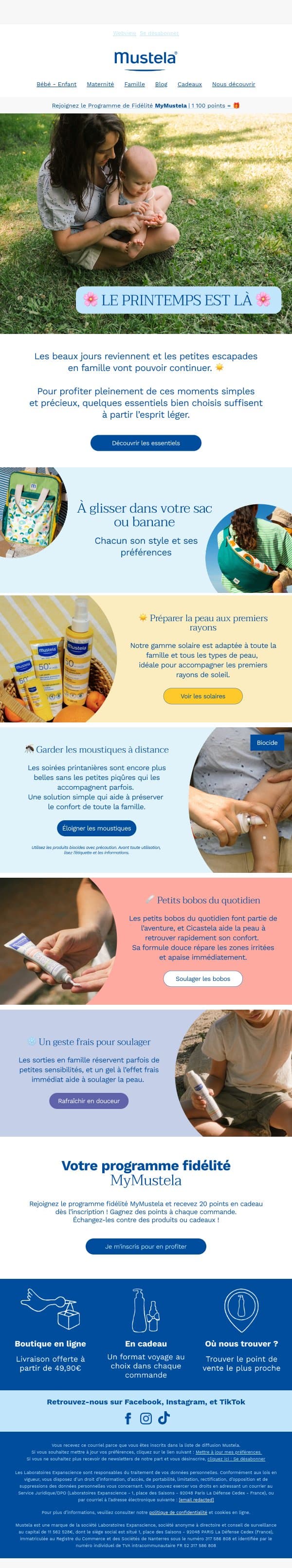 Avez-vous le nécessaire dans votre sac ? 🎒 email from Mustela screenshot