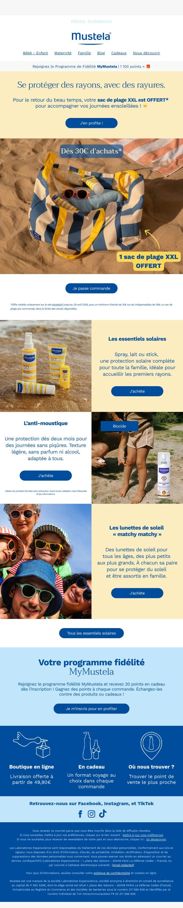 Un cadeau XXL s’ajoute dans votre commande solaire 🎁 email from Mustela screenshot