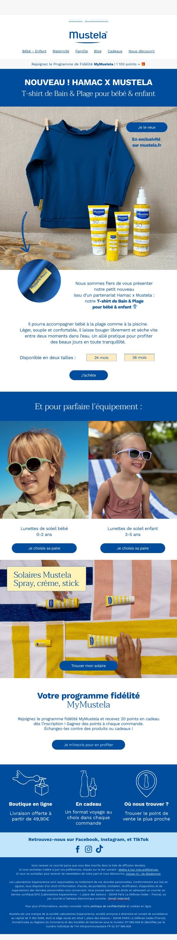 Bébé est prêt pour ses premières baignades ? 🏖️ email from Mustela screenshot