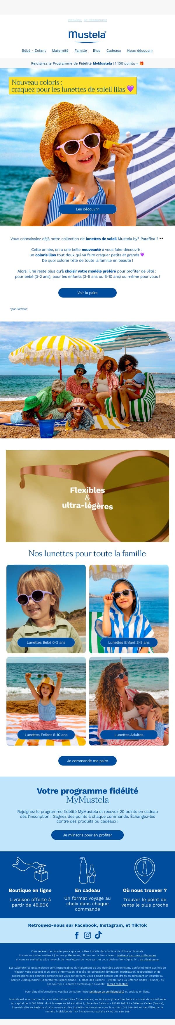 💜 Nouveau coloris : craquez pour les lunettes lilas email from Mustela screenshot
