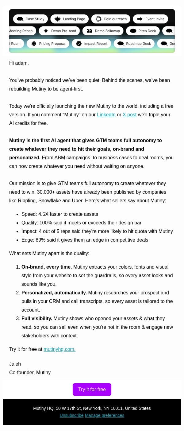Introducing the new Mutiny email from Mutiny screenshot
