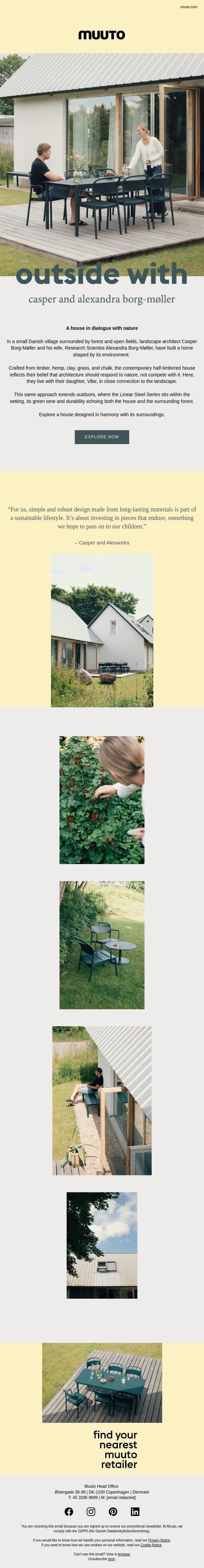Outside with — Casper and Alexandra Borg-Møller email from Muuto screenshot