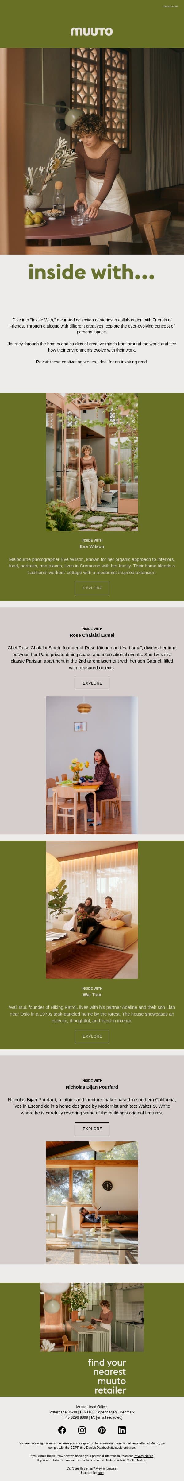 Explore "Inside With" home stories email from Muuto screenshot